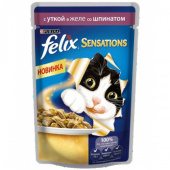 FELIX Sensations пауч для кошек желе утка и шпинат, 85 г