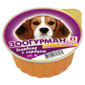 Мясной рацион консервы для собак с говядиной и сердцем, 100 г