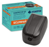 Homefish Компрессор Homefish 601 одноканальный без регулировки для аквариума 40-250л, 1,5л/мин 2,0 Вт