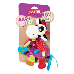 Zolux Игрушка плюшевая Корова Рози шуршащая для щенков и мелких собак, 19 см