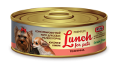 Lunch For Pets консервы для собак мелких пород, кусочки телятины в желе 100 г