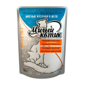 Милый котик влажный корм для кошек мясное рагу в желе, 85 г