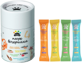 BIOHAUS Лакомство для кошек Пюре вечеринка Микс : Курица с кошачьей травой и таурином // Лосось с рыбьим жиром и таурином // Тунец с клюквой и таурином // Креветка с хондроитином и таурином 1 штука - 15 г