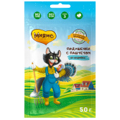 Мнямс Лакомство для кошек «хрустящие подушечки» с паштетом из индейки линии Кот Федор "Фермерская Ярмарка" 50 г 