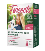 Астрафарм Форсекто (Forsecto) для собак и щенков от 2,5 до 5кг против клещей, блох, вшей и власоедов 2пипетки*0,5мл