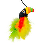 Mr.Kranch Игрушка-дразнилка для кошек Тукан плюшевая с кошачьей мятой и перышками 17 см зеленая