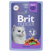 Brit Premium Пауч для взрослых кошек треска в желе, 85 г