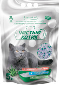 Чистый котик наполнитель силикагелевый колотый с ароматом алоэ вера, 5 л