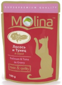 Molina консервы для кошек (тунец, лосось в соусе) 100 г