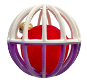 Зооник Игрушка для кошек Шарик пластиковый ф60 с одним помпоном и бубенчиком