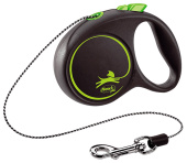 Flexi Black Design XS (до 8 кг) 3 м трос черный/зеленый