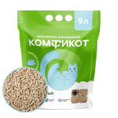 КОМФИКОТ  Наполнитель древесный впитывающий, мелкие гранулы, 9 л
