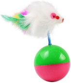 Чистый котик Игрушка для кошек, Мышь-мяч неваляшка 6 см зеленый/розовый 