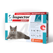 Inspector Quadro Капли от внешних и внутренних паразитов для кошек 4-8 кг, 3 пипетки