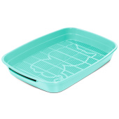 Gamma Туалет для кошек с сеткой малый "Леопольд", светло-бирюзовый, 34*26*5 см