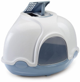 IMAC Туалет GINGER для кошек закрытый угловой, голубой, 50*40*40 см