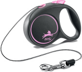Flexi Black Design XS (до 8 кг) 3 м трос черный/розовый