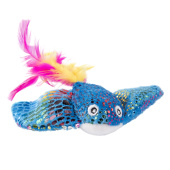 Mr.Kranch Игрушка для кошек Скат плюшевая с кошачьей мятой и перышками 16 см голубая