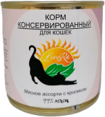 LiveRa Корм консервированный для кошек Мясное ассорти с кроликом 240 г