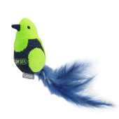 Joyser Игрушка для кошек Cat Motion Птичка со звуковым чипом и перьями зеленая, 19 см