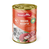 Ночной охотник консервы для кошек мясное ассорти кусочки в желе, 415 г