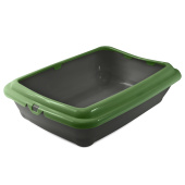 Gamma Туалет для кошек прямоугольный с бортом "Штиль", серый/оливковый, 455*350*125мм