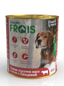 FRAIS Holistic Dog консервы для собак сочные кусочки мяса в желе с говядиной, 850 г