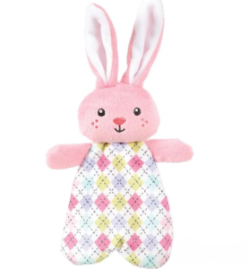Zolux Плюшевая шуршащая игрушка с пищалкой "Розовый зайка" для щенков, 23 см