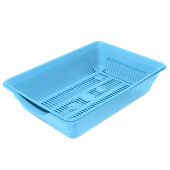 Gamma Туалет для кошек высокий с цветной сеткой "Лапки", голубой, 35*25*9 см