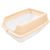 Gamma Туалет для кошек прямоугольный с высоким бортом "Пушок", белый/бежевый, 45,5*35*19 см