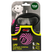 Triol Поводок-рулетка для собак Flexi Life Geometry Pink S 5м до 12кг, трос