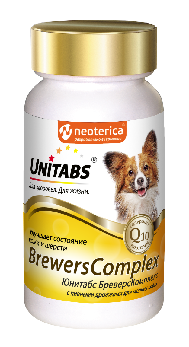 Unitabs BrewersComplex, с пивными дрожжами для мелких собак с Q10, 100 таблеток