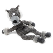 GiGwi Игрушка для собак Волк с верёвкой и пищалкой 39см, серия PLUSH FRIENDZ,