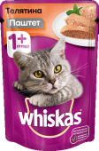 Whiskas влажный корм для кошек старше 7лет, паштет с телятиной, 85 г