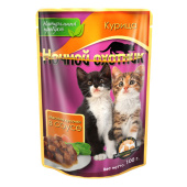 Ночной охотник влажный корм для котят с курицей кусочки в соусе, 100 г