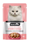 Ночной охотник влажный корм для кошек кролик, сердце кусочки в соусе, 100 г
