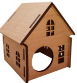 Ашера Г-16 Домик для грызунов с окнами, фанера, 14*12*13 см