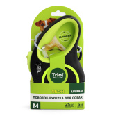 Triol Поводок-рулетка для собак  Urban Neon M, 5м до 25кг, лента, черный
