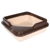 Triol Туалет для кошек квадратный с бортом "Куб", капучино/шоколадный, 435*435*145мм, серия HYGIENE