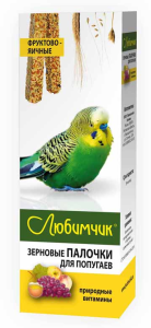 Любимчик зерновые палочки для попугаев яйцо фрукты, 2шт.