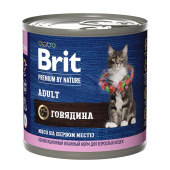 Brit Premium by Nature консервы с мясом говядины для кошек, 200 г