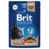 Brit Premium Пауч для взрослых стерилизованных кошек куриная печень в соусе, 85 г
