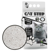 Cat Step Compact White Carbon, наполнитель комкующийся минеральный, с активированным углем 10 л