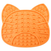 Triol Коврик лизательный для животных силиконовый "Кот", оранжевый, 180*165*8мм