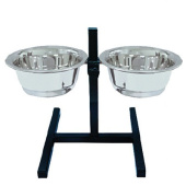 Зооник Подставка квадратная+металлические миски 0,9 л, цвет в ассортименте