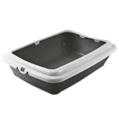 Gamma Туалет для кошек прямоугольный с бортом "Штиль", серый/светло-серый, 45,5*35*12,5 см