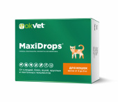 Агроветзащита Оквет MaxiDrops д/кошек весом от 4 до 8кг от клещей, блох, вшей, круглых и ленточных гельминтов