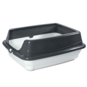 Gamma Туалет для кошек прямоугольный с высоким бортом "Пушок", серый, 45,5*35*19 см