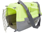 Россия Переноска для животных Турне М зеленая с металлической дверцей, ковриком и ремнем, 48*32*32 см