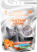Чистый котик наполнитель силикагелевый колотый с ароматом апельсина, 5 л